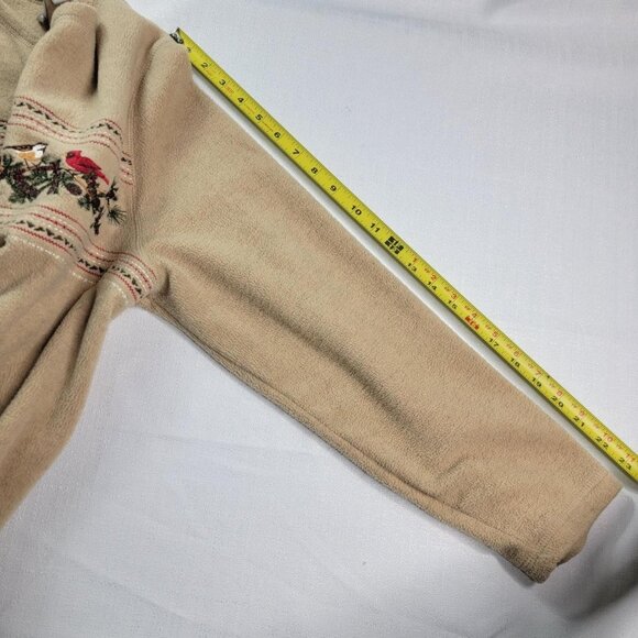 Croft & Barrow Women’s Fleece Jacket 1X Beige Zip Front Embroidered Cardinals Wi - Picture 9 of 11